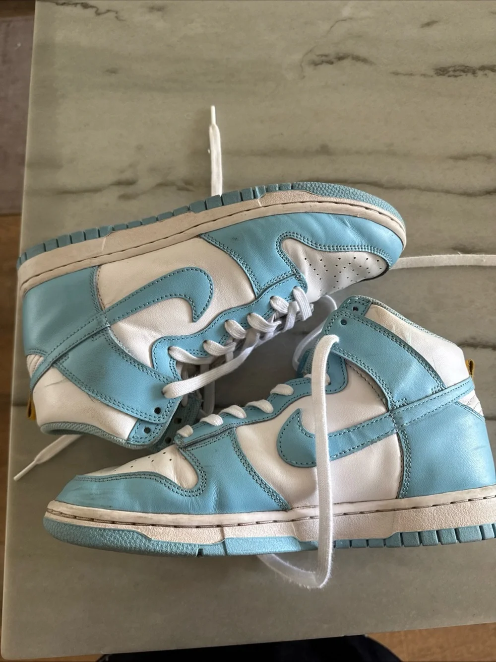 Nike Kids High-Top Sneakers in Light Blue and White